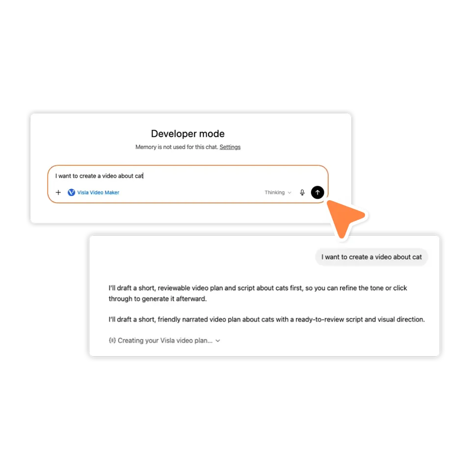 Describe a video idea in ChatGPT to generate a script with Visla